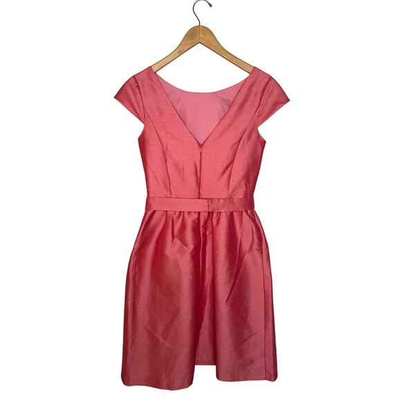 Alfred Sung Cap Sleeve Bridesmaid Cocktail Dress Women’s Size 4 Papaya Pink D568 - Picture 5 of 9